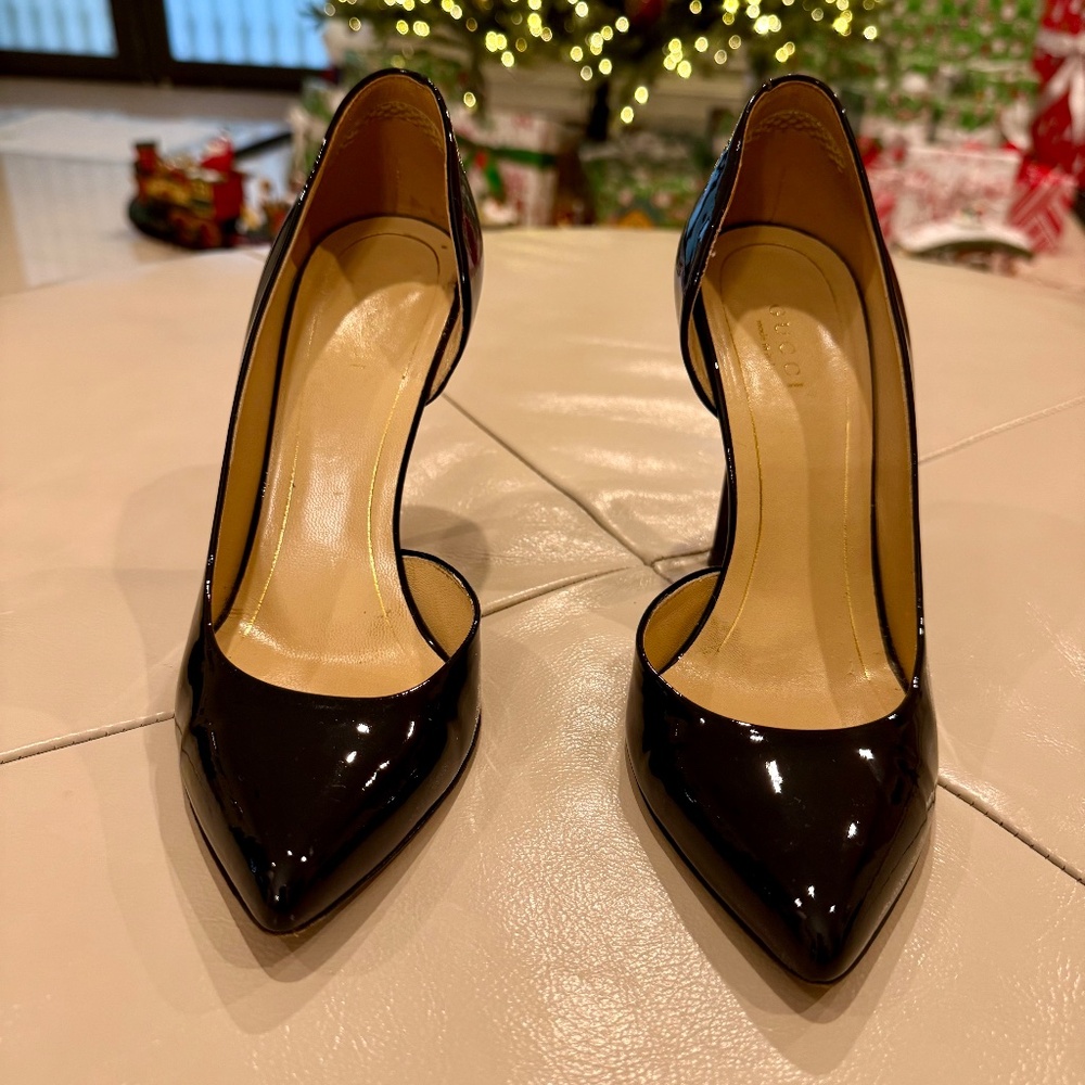 Gucci 284145 Black Patent Leather Pointed Toe Pumps Size 6 / 36 - Picture 3 of 10